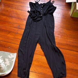 Black Women's Jumpsuit with Button Front